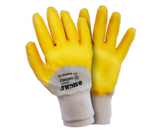 Фото 2 - Перчатки трикотажные с нитриловым покрытием (желтые) 120 пар SIGMA (9443451)