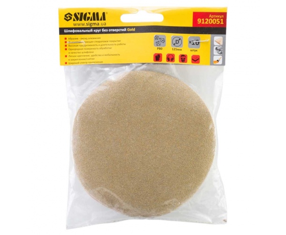Фото 6 - Шлифовальный круг без отверстий Ø125мм Gold P80 (10шт) SIGMA (9120051)