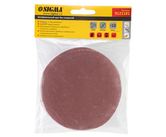 Фото 6 - Шлифовальный круг без отверстий Ø125мм P320 (10шт) SIGMA (9121181)