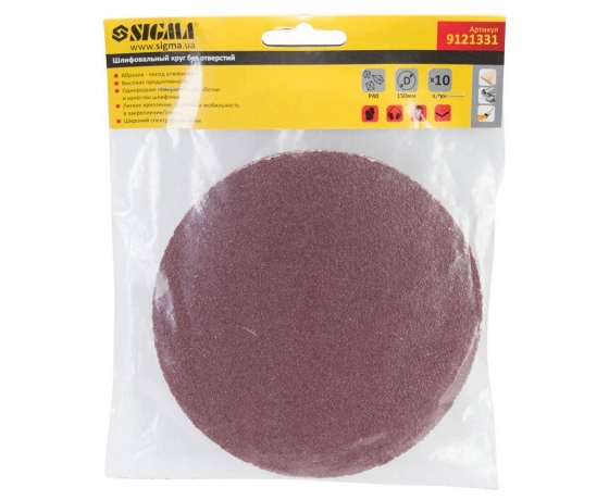 Фото 6 - Шлифовальный круг без отверстий Ø150мм P40 (10шт) SIGMA (9121331)