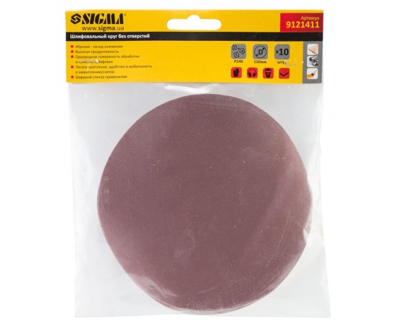 Фото 6 - Шлифовальный круг без отверстий Ø150мм P240 (10шт) SIGMA (9121411)
