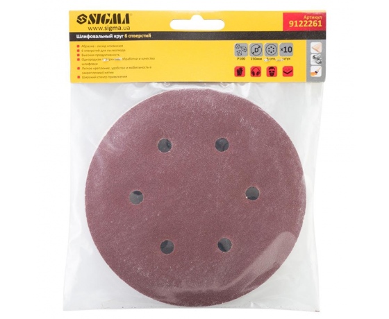 Фото 6 - Шлифовальный круг 6 отверстий Ø150мм P100 (10шт) SIGMA (9122261)