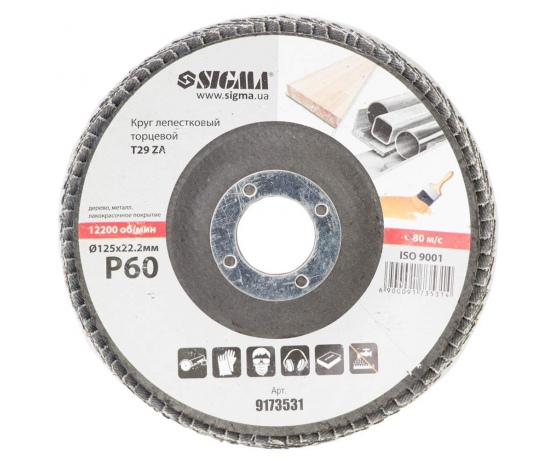 Фото 3 - Круг лепестковый торцевой Т29 (конический) ZA Ø125мм P60 SIGMA (9173531)