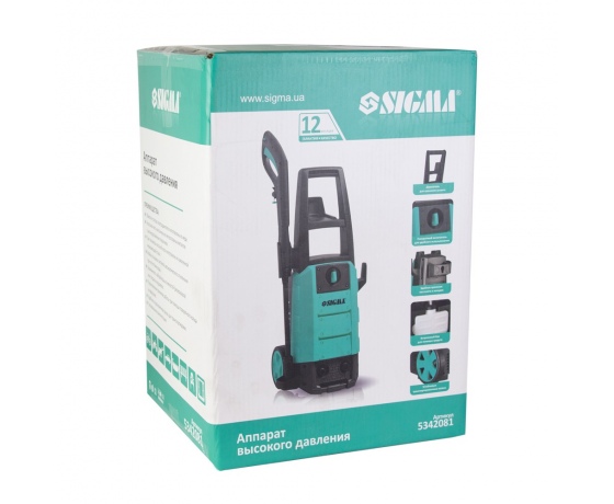 Фото 9 - Мойка высокого давления 1800Вт max 140bar 7 л/мин+турбонасадка SIGMA (5342081)