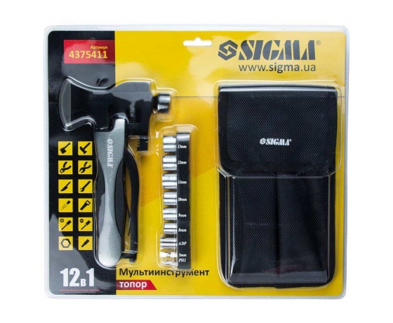 Фото 7 - Мультиинструмент топор 12в1 + насадки (чехол) SIGMA (4375411)
