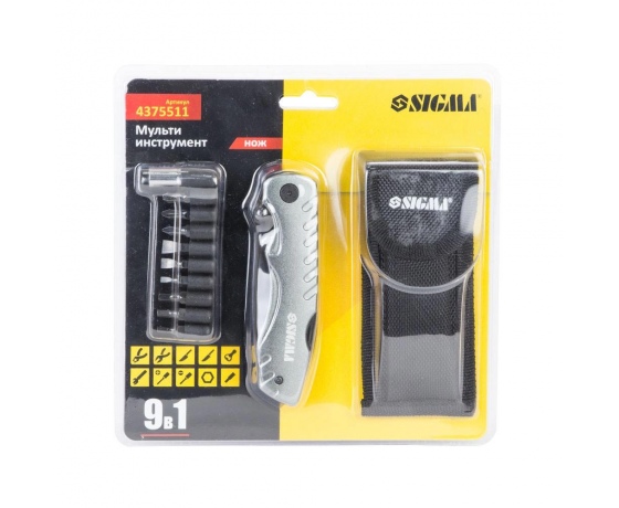 Фото 6 - Мультиинструмент нож 9в1 + биты (чехол) SIGMA (4375511)
