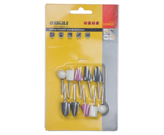 Фото 3 - Набор головок шлифовальных 10шт хвостовик Ø3.2мм SIGMA (9190021)