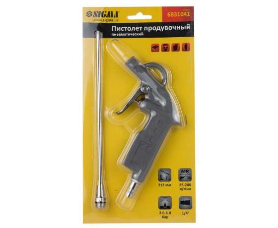 Фото 6 - Пистолет продувочный металлический корпус пневматический 212мм SIGMA (6831041)