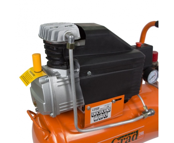 Фото 9 - Компрессор одноцилиндровый 1.5кВт 198л/мин 8бар 24л (2 крана) GRAD (7043535)