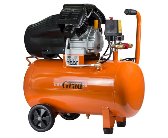 Фото 3 - Компрессор V 2.2кВт 386л/мин 8бар 50л (2 крана) GRAD (7043935)