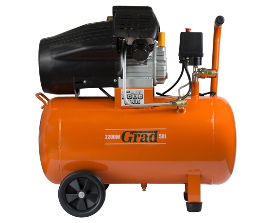 Фото 2 - Компрессор V 2.2кВт 386л/мин 8бар 50л (2 крана) GRAD (7043935)