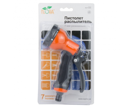 Фото 8 - Пистолет распылитель 7-ми режимный (ABS+TPR) FLORA (5011494)