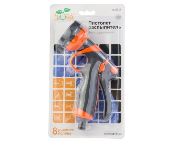 Фото 8 - Пистолет распылитель 8-ми режимный (ABS+TPR) FLORA (5011354)