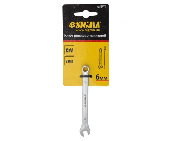 Фото 4 - Ключ рожково-накидной 6мм CrV satine с подвесом SIGMA (6021511)