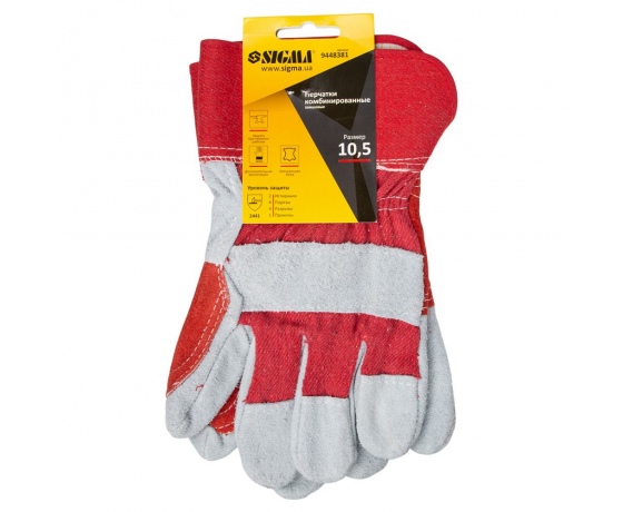 Фото 5 - Перчатки комбинированные замшевые р10.5 класс АВ (усиленная ладонь) SIGMA (9448381)