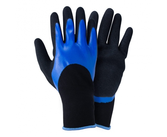 Фото 2 - Перчатки трикотажные с двойным нитриловым покрытием р9 (сине-черные манжет) SIGMA (9443671)