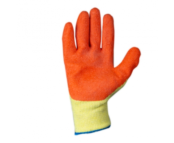 Фото 3 - Перчатки трикотажные с частичным латексным покрытием кринкл р9 эконом (оранж манжет) SIGMA (9445411)