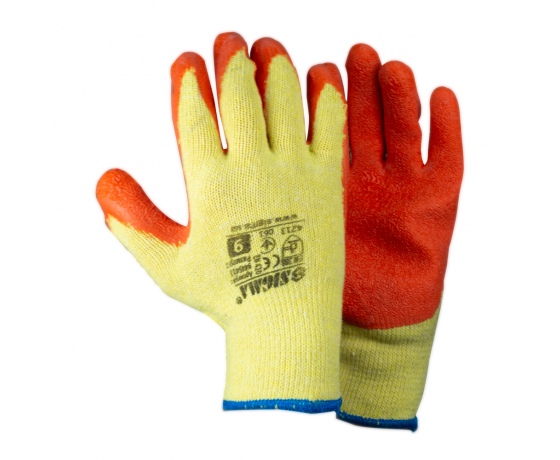 Фото 2 - Перчатки трикотажные с частичным латексным покрытием кринкл р9 эконом (оранж манжет) SIGMA (9445411)