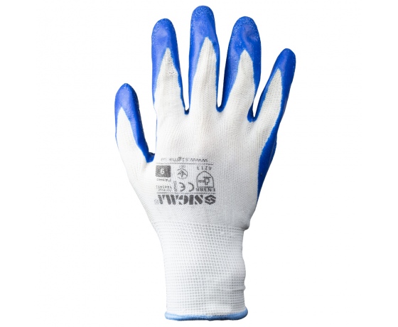 Фото 4 - Перчатки трикотажные с частичным латексным покрытием кринкл р9 (синие манжет) SIGMA (9445491)