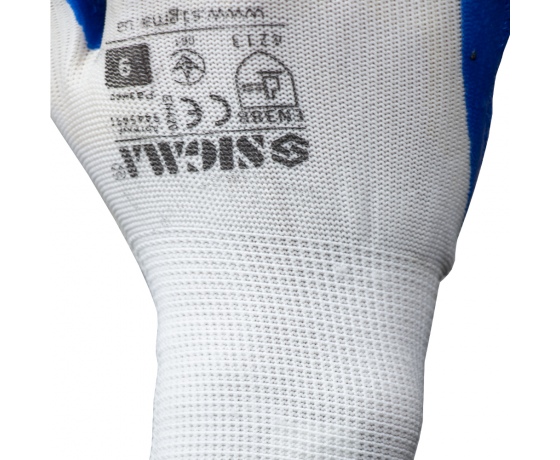 Фото 5 - Перчатки трикотажные с частичным латексным покрытием кринкл р9 (синие манжет) SIGMA (9445491)