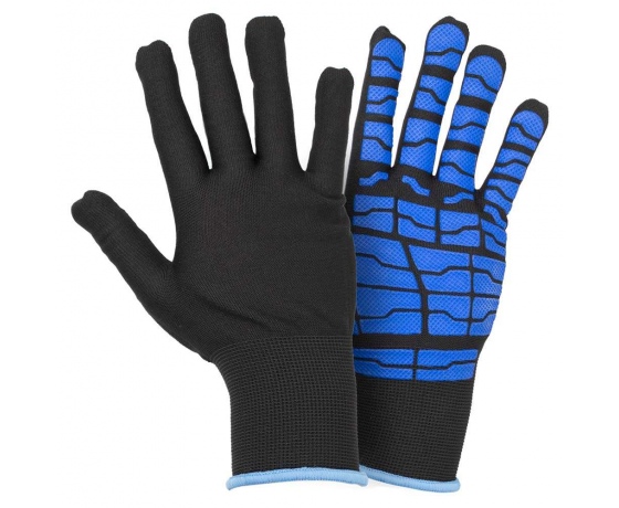 Фото 2 - Перчатки трикотажные с латексным покрытием (паутина на ладони) р9 (синие манжет) SIGMA (9445531)