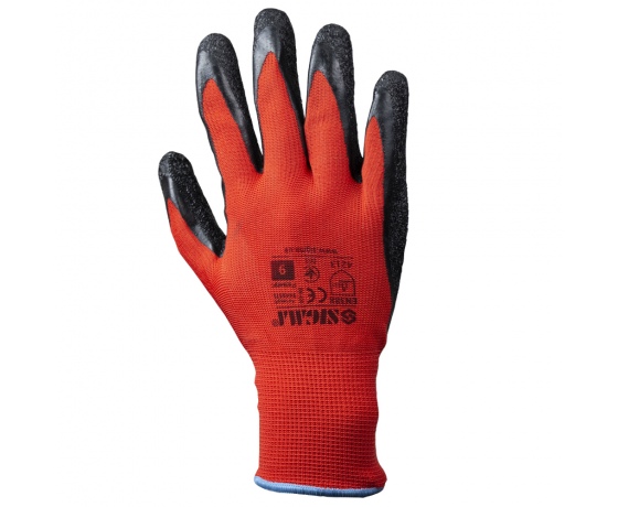 Фото 4 - Перчатки трикотажные с частичным латексным вспененным покрытием р9 (черные манжет) SIGMA (9445571)