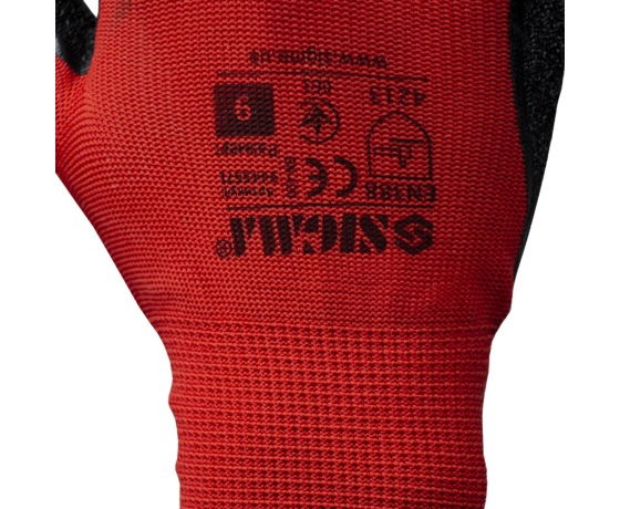 Фото 6 - Перчатки трикотажные с частичным латексным вспененным покрытием р9 (черные манжет) SIGMA (9445571)