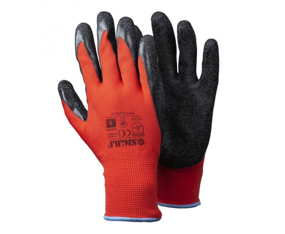 Фото 2 - Перчатки трикотажные с частичным латексным вспененным покрытием р9 (черные манжет) SIGMA (9445571)