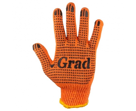 Фото 3 - Перчатки трикотажные с ПВХ точкой р10 Лайт (оранжевые) GRAD (9442775)