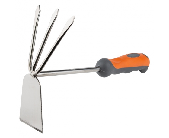 Фото 2 - Мотыга комбинированная плоская + 3-х зубая (нерж) (ABS+TPR) FLORA (5041454)