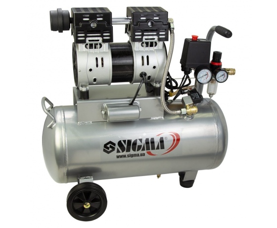 Фото 4 - Компрессор двухцилиндровый безмасляный 1.1кВт 154л/мин 8бар 30л SIGMA (7042531)
