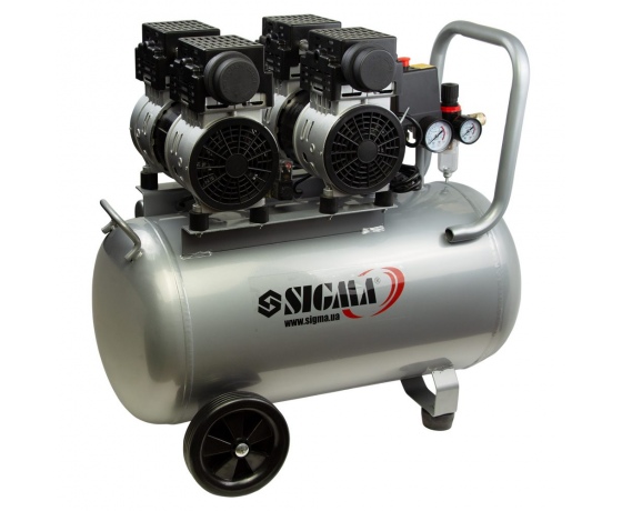 Фото 5 - Компрессор четырехцилиндровый безмасляный 2.2кВт 308л/мин 8бар 50л SIGMA (7042551)