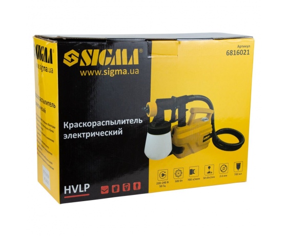 Фото 8 - Краскораспылитель электрический HVLP 500Вт Ø2.6мм 700мл/мин н/б 700мл SIGMA (6816021)