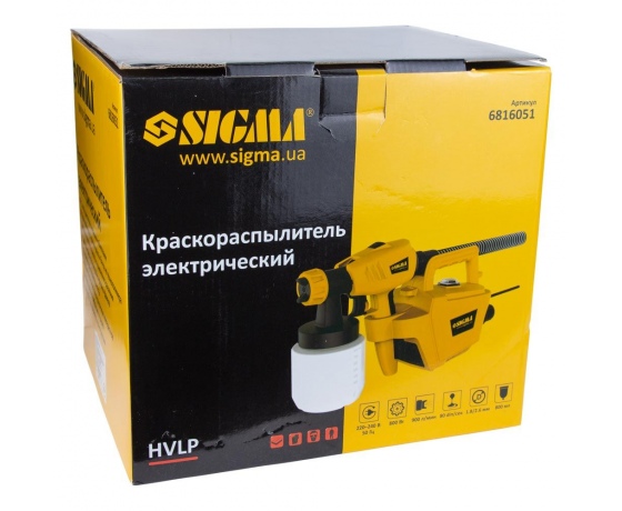Фото 8 - Краскораспылитель электрический HVLP 800Вт Ø1.8/2.6мм 900мл/мин н/б 800мл SIGMA (6816051)