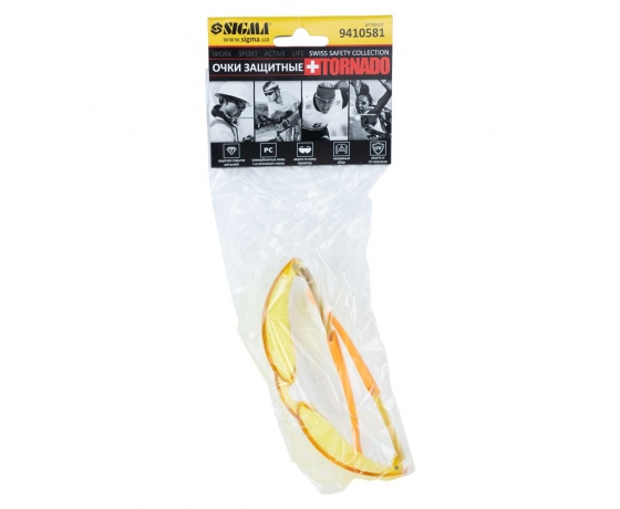Фото 4 - Очки защитные Tornado anti-scratch (янтарь) SIGMA (9410581)
