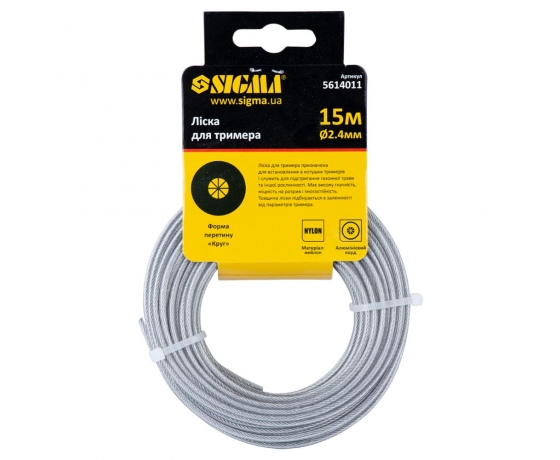Фото 3 - Леска для триммера с алюминиевым кордом Ø2.4мм 15м SIGMA (5614011)
