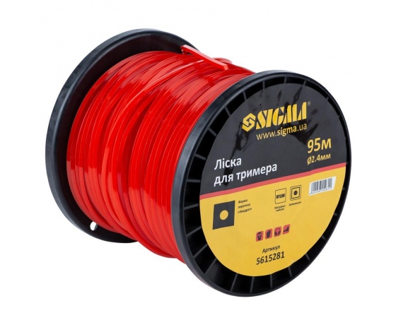 Фото 3 - Леска для триммера усиленный квадрат Ø2.4мм 95м катушка SIGMA (5615281)