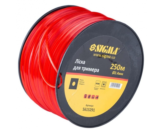 Фото 3 - Леска для триммера усиленный квадрат Ø2.4мм 250м катушка SIGMA (5615291)