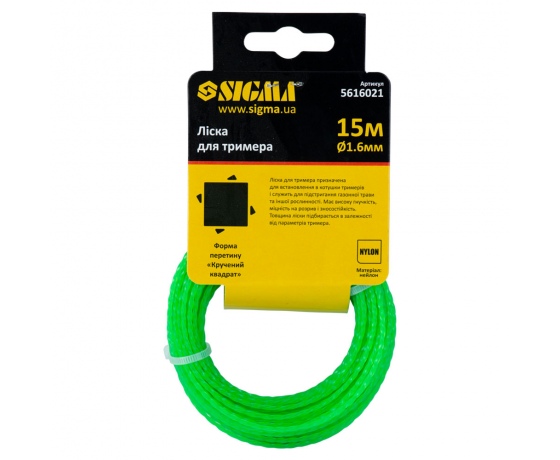 Фото 3 - Леска для триммера крученый квадрат Ø1.6мм 15м SIGMA (5616021)