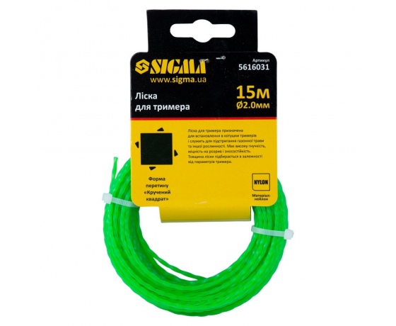 Фото 3 - Леска для триммера крученый квадрат Ø2.0мм 15м SIGMA (5616031)