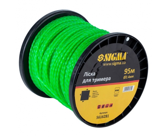 Фото 3 - Леска для триммера крученый квадрат Ø2.4мм 95м катушка SIGMA (5616281)
