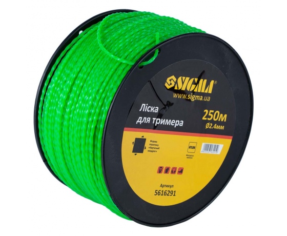 Фото 3 - Леска для триммера крученый квадрат Ø2.4мм 250м катушка SIGMA (5616291)