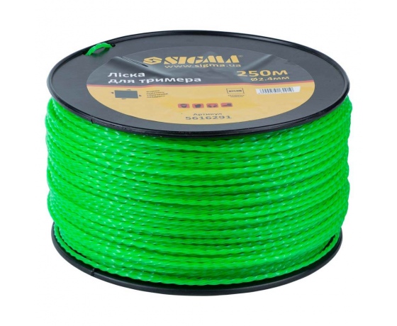 Фото 2 - Леска для триммера крученый квадрат Ø2.4мм 250м катушка SIGMA (5616291)