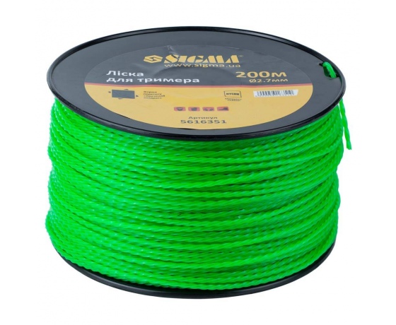Фото 2 - Леска для триммера крученый квадрат Ø2.7мм 200м катушка SIGMA (5616351)