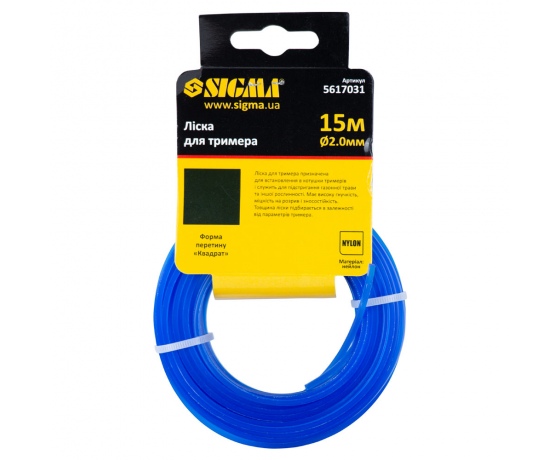 Фото 3 - Леска для триммера квадрат Ø2.0мм 15м SIGMA (5617031)