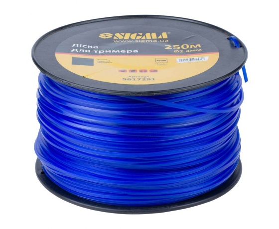 Фото 2 - Леска для триммера квадрат Ø2.4мм 250м катушка SIGMA (5617291)