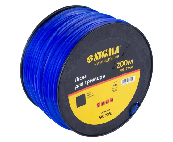 Фото 3 - Леска для триммера квадрат Ø2.7мм 200м катушка SIGMA (5617351)