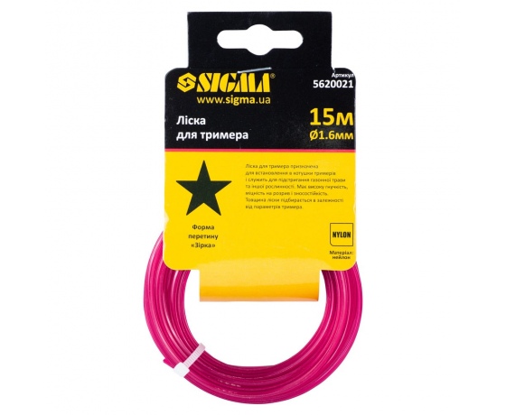 Фото 3 - Леска для триммера звезда Ø1.6мм 15м SIGMA (5620021)