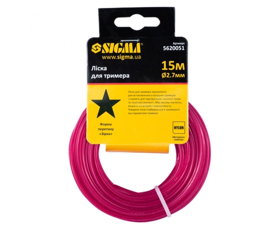Фото 3 - Леска для триммера звезда Ø2.7мм 15м SIGMA (5620051)
