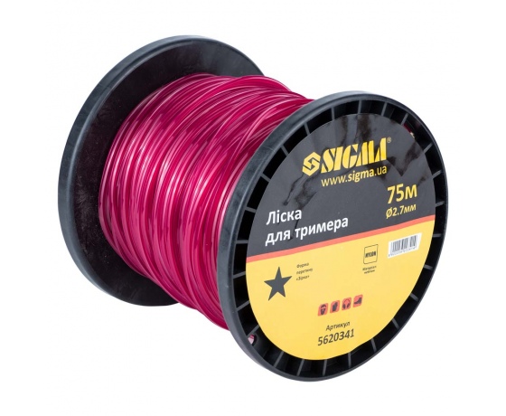 Фото 3 - Леска для триммера звезда Ø2.7мм 75м катушка SIGMA (5620341)